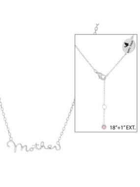 Kathy Davis Mother Script Necklace Silver Plate